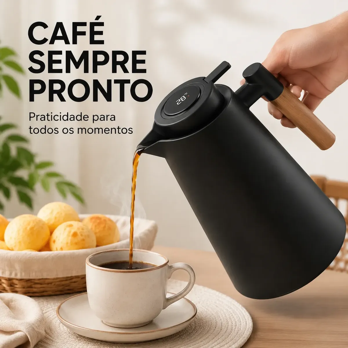 Garrafa térmica Serena de 1 litro na cor preta